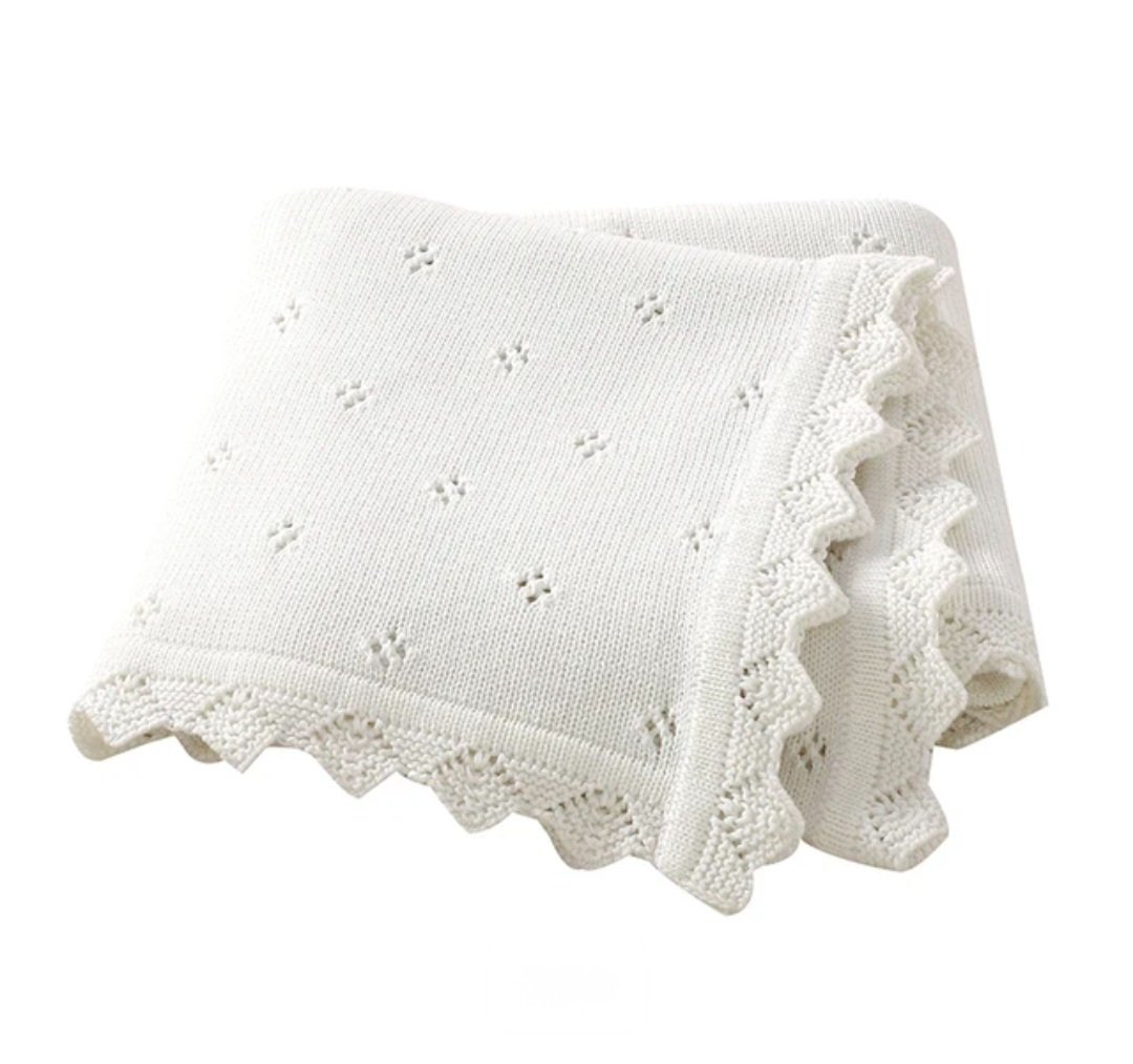 Fine Knit Pointelle Baby Blanket