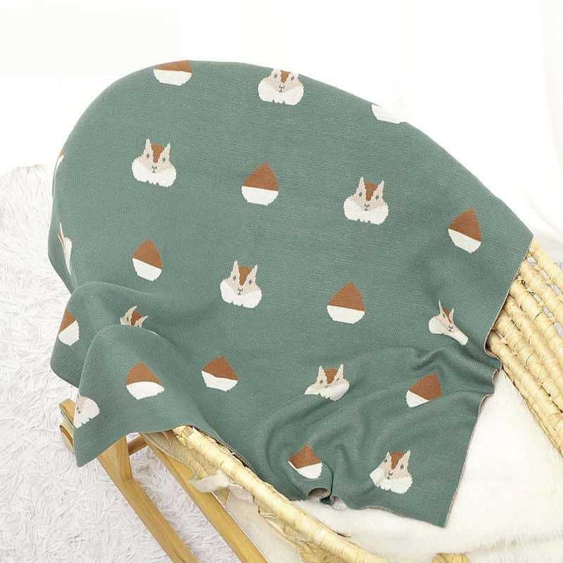 The Little Squirrel Acorn Knit Blanket